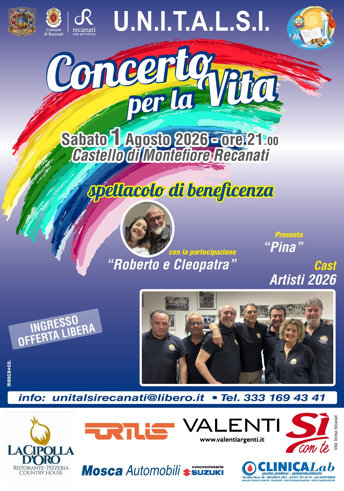 Concerto per la Vita - U.N.I.T.A.L.S.I. -Spettacolo di beneficenza - 1 Agosto ore 21.00