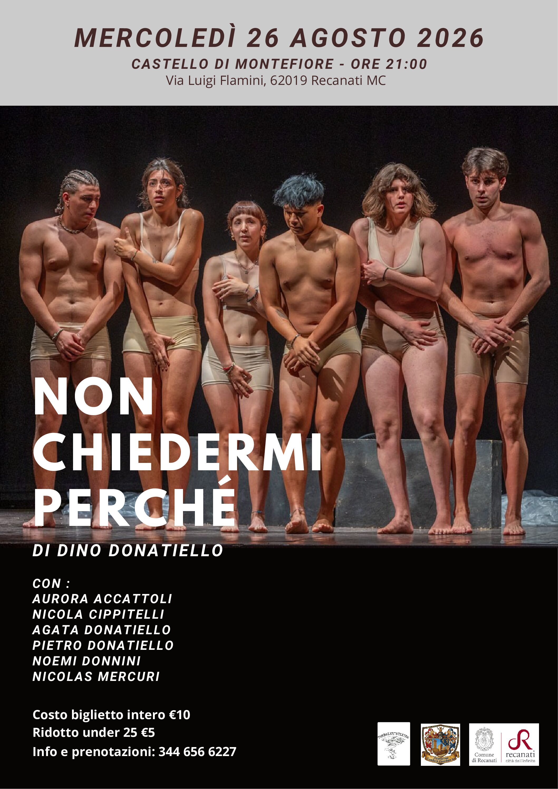 Commedia -NON CHIEDERMI PERCHÉ - Spettacolo di Dino Donatiello-Mercoledi 26 agosto ore 21-