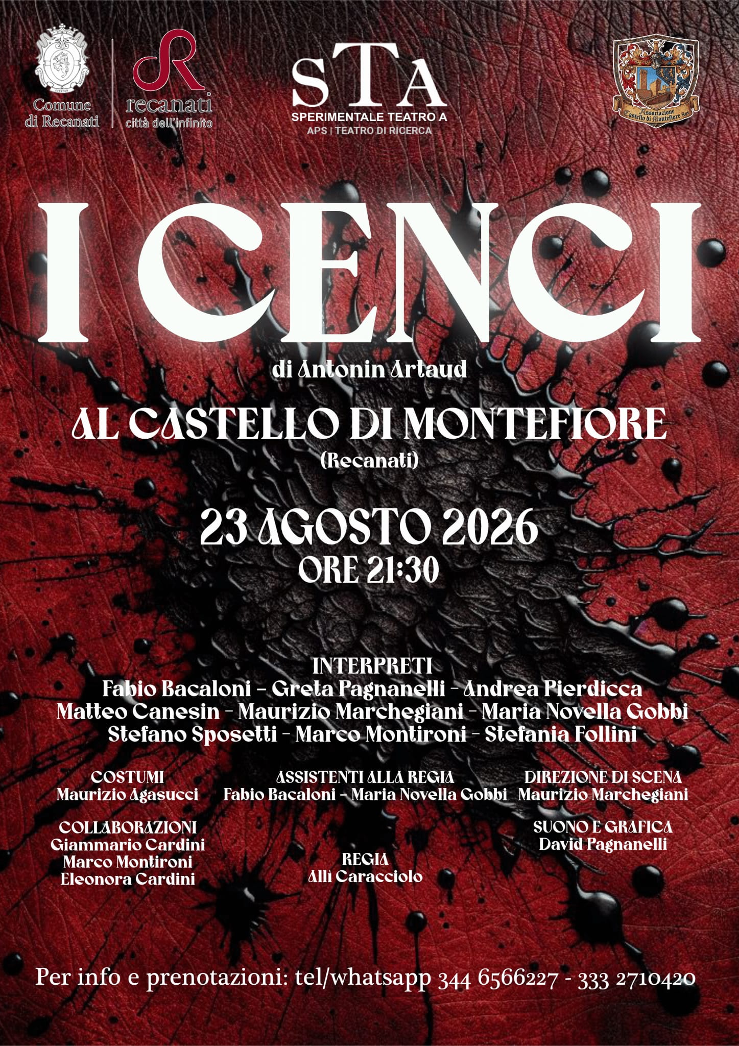 Spettacolo Teatrale-I CENCI + Apericena-23 Agosto ore 21.15